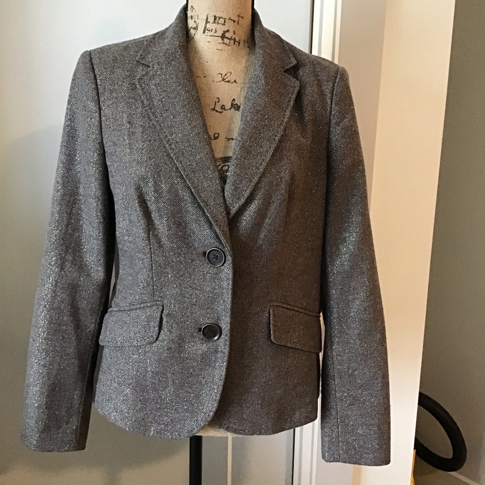 Liz Claiborne elbow patch metallic blazer SZ M - Picture 2 of 13